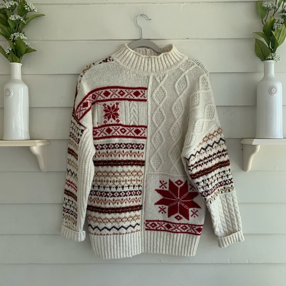 American Eagle Outfitters Sweaters - American Eagle Mock Neck Fair Isle Snowflake Sweater Size Small
